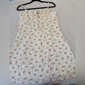 SHEIN White and Pink Floral Mini Dress